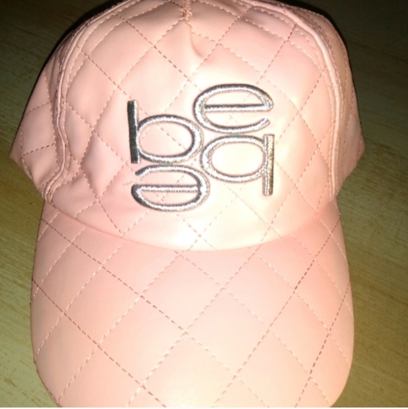 💜 NEW BEBE Pink Quilted Faux Leather Embroidered Hat Cap Lady's - Picture 1 of 7